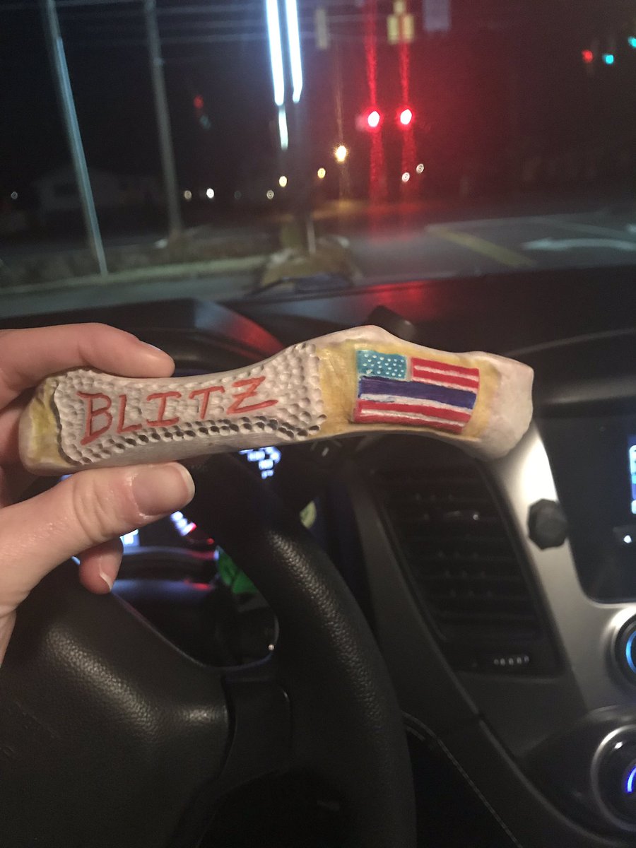 An awesome gift made out of a deer antler for Blitz. Thank you Larry Church!!!
