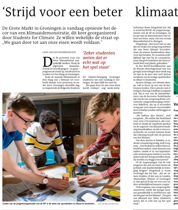 Jongeren, studenten en scholieren in Groningen gaan de straat op voor een beter en rechtvaardig klimaatbeleid. Omdat de grote vervuilers nu de dans ontspringen. 

Steun onze jongeren door erbij te zijn! Kom ook om 11.00 uur naar de Grote Markt. #Klimaatrechtvaardigheid