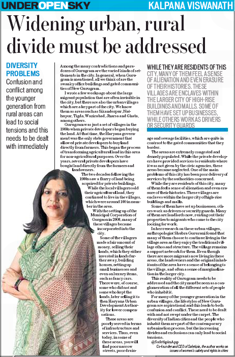 safetipin_'s tweet photo. "#Widening #urban, #rural divide must be addressed.."
https://t.co/eJ0ldHYpaS
@SafetipinApp #Gurgaon #Settlements #Villages #Sikanderpur #PrivateDevelopers #Development #Planning #UrbanPlanning #ThursdayThoughts #ThursdayMotivation https://t.co/Kkt2hRGEc4