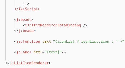 carlosrovira's tweet image. Yeah! no problem, you can create a new #ItemRenderer and put #images, #buttons and whatever you want. Code of this #renderer looks like this. The text filtered is in the #label