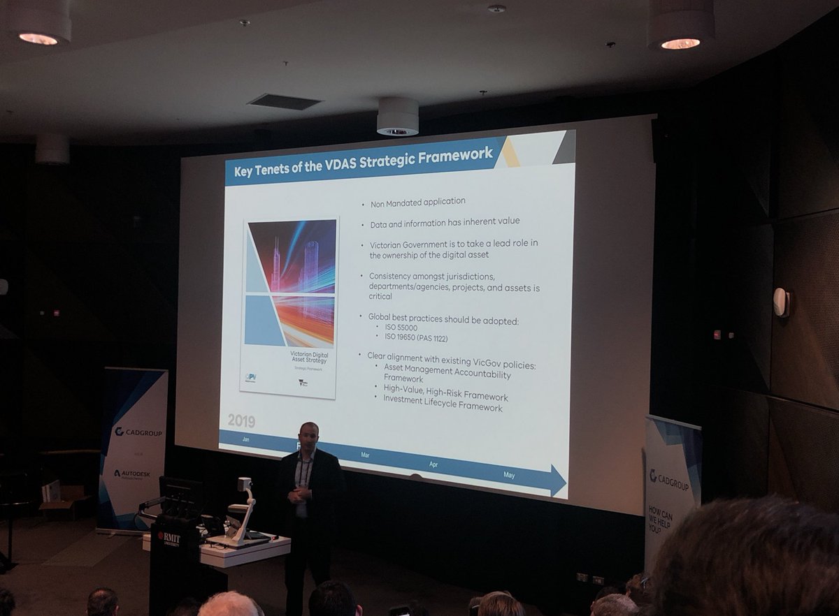 Tim Mumford from Office of Projects Victoria taking <a href="/Mel_BIM/">MelBIM</a>  audience through the VDAS  strategic framework #MelBIM