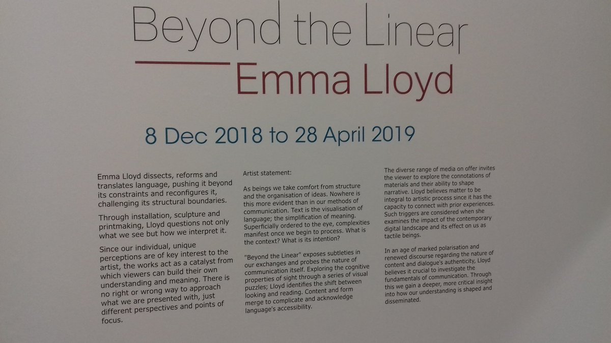 BrianTheScriber's tweet image. Wondrous eve @SalfordMuseum last night in the company of @Emmalloydart &amp;amp; @Art_Across A fab little art sojourn/talk around Emma&apos;s exhibition #beyondthelinear Beautifully worded insight &amp;amp; show...Bravo! Go! #art #text #exhibition #Salford