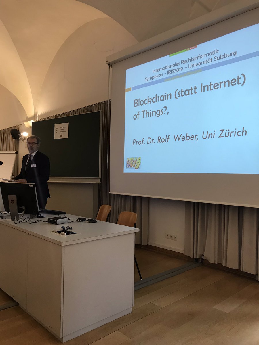 Franz_Kummer's tweet image. es startet prof rolf h weber zu #blockchain und #iot - live hier: youtu.be/SN3EgOwAD2Q #iris2019 @ri_symposion @Weblaw