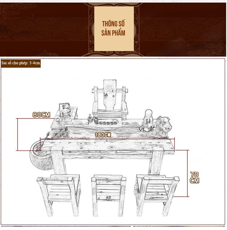 Bộ bàn ghế phong thủy cổ điển kèm bếp pha trà độc đáo