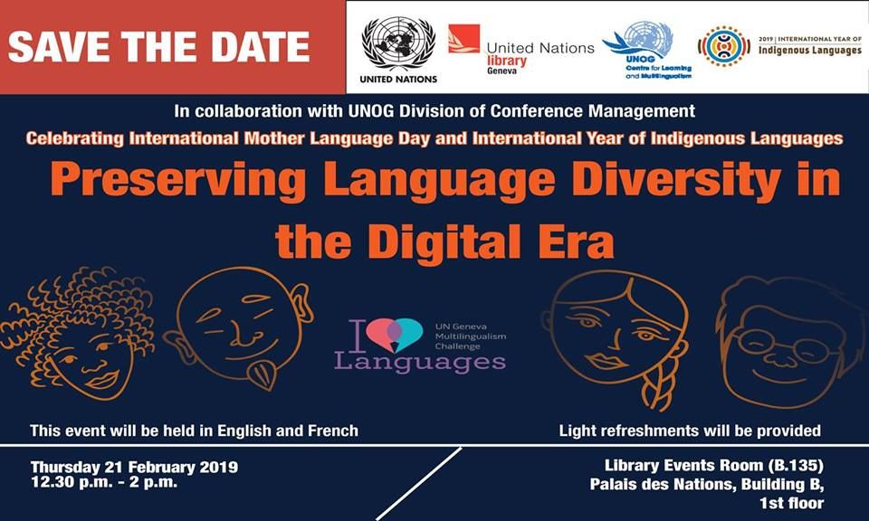 UNDGACM_EN's tweet image. Did you know 95% of the world’s languages may become extinct or seriously endangered by the end of this century? 
On International #MotherLanguageDay, join this @UNGeneva #LibraryTalk to find out how to preserve language diversity in the digital era. 👇