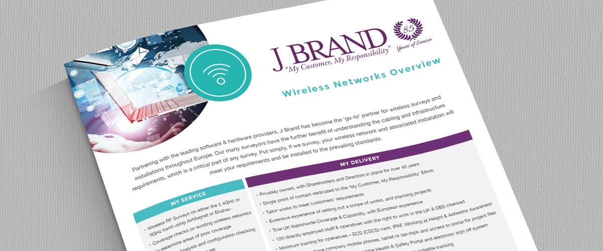 Our latest overview document on our wireless services is now available, download here jbrand.co.uk/wp-content/upl…. If you are looking for a wireless survey or deployment of a new wireless solution then talk to us. #MyCustomerMyResponsibility #wirelessnetworking #wirelesstechnologies
