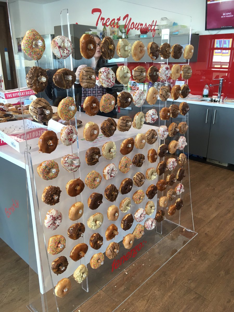 AGilleran's tweet image. The doughnut wall for the internal launch of the latest ⁦@Fenergo⁩ product version (8.6) #lifeatfenergo #yum