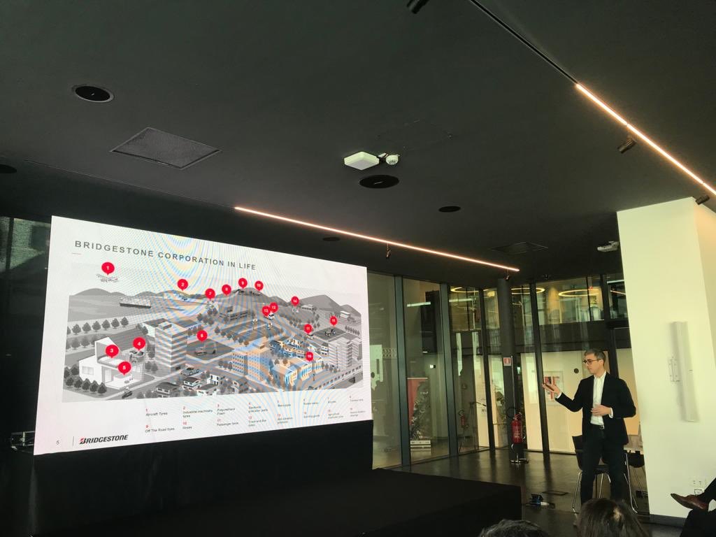 FondazBrodolini's tweet photo. Now Raffaele Di Ronza , @Bridgestone “ Our view for future technology needs: noise;sustainability; materials informatics”. #SwitchPitch @MilanoLUISSHub https://t.co/FBon7j8WXS