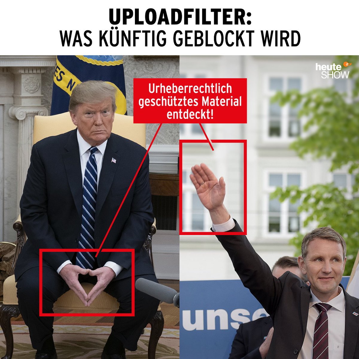 heuteshow's tweet photo. #Artikel13: Da seht ihr mal, was ihr davon habt
#Uploadfilter https://t.co/NHxBPJRq4S