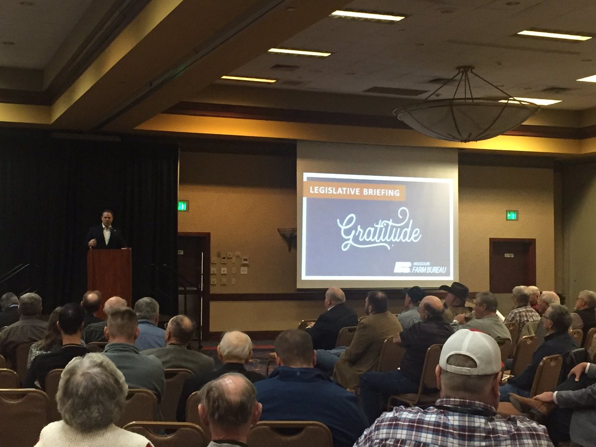 Thank you Speaker <a href="/elijahhaahr/">Elijah Haahr</a> for joining <a href="/MOFarmBureau/">Missouri Farm Bureau</a> members for our Legislative Briefing! Missouri is lucky to have great leaders who recognize the importance of agriculture to the whole state. #moleg
