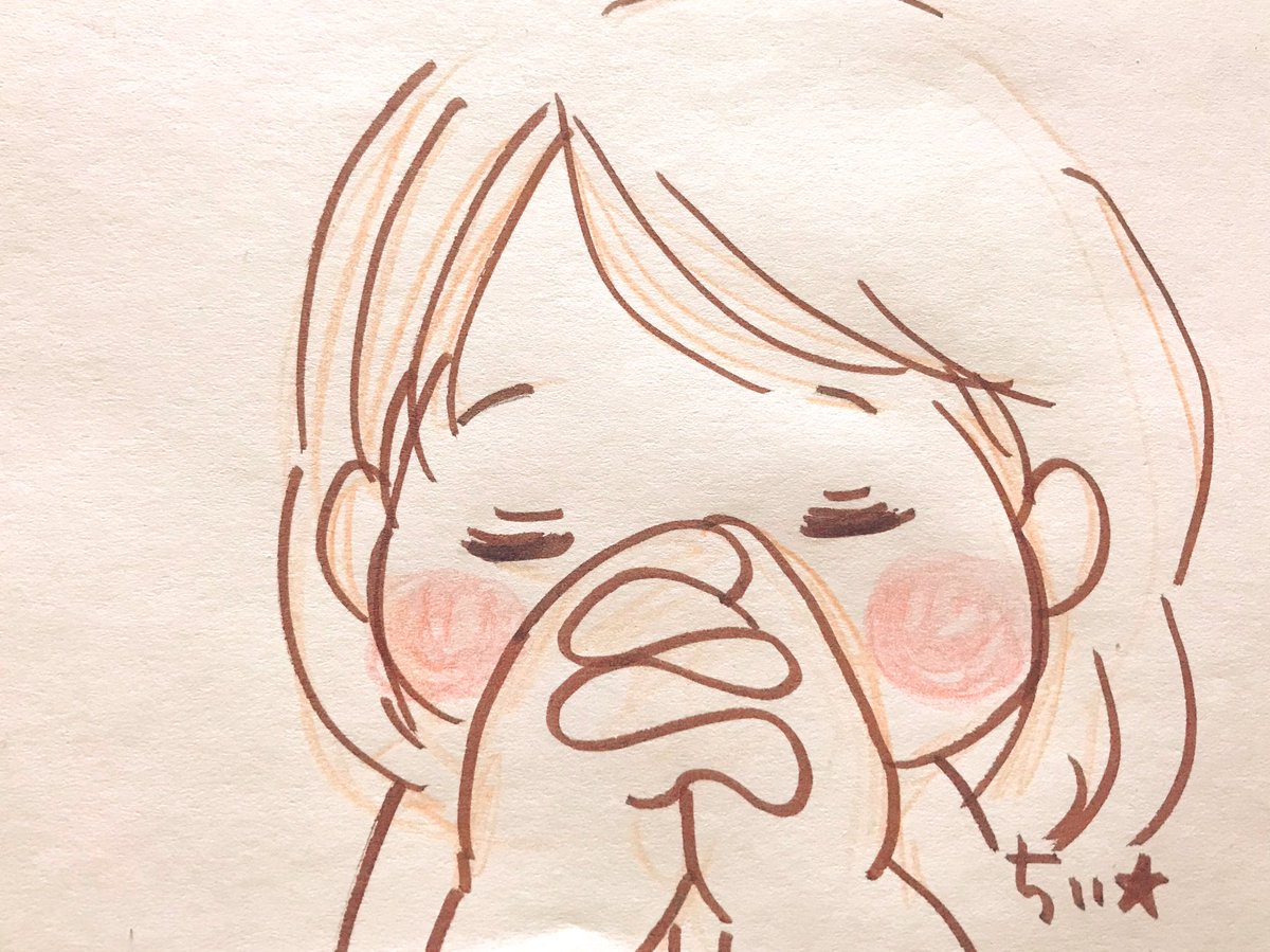 1girl solo closed eyes blush traditional media own hands together bangs  illustration images