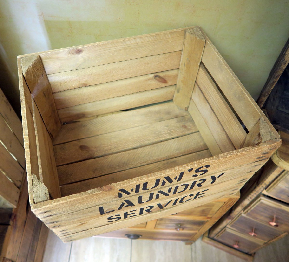 💐💐Thinking about what to get MUM this Mother's Day? Want something useful, humorous &amp; of course full of love. ❤️
Our new MUM'S LAUNDRY SERVICE crate. Perfect for storing all those utility room products. 
Only £29.99 inc free delivery to many UK postcodes. 
COMMENT TO PRE ORDER