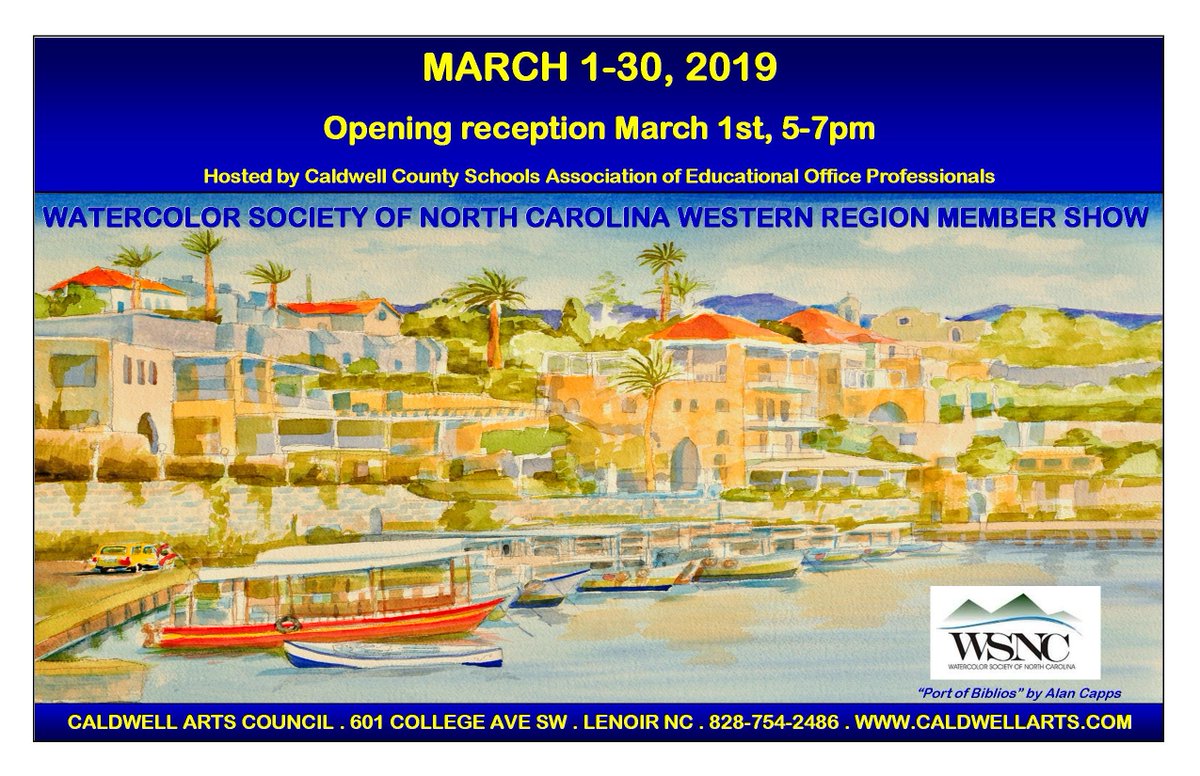 lenoirvoice's tweet photo. #watercolorpainting exhibit to open @CaldwellArts on Mar. 1 in @CityofLenoir. Watercolor Society of North Carolina show of #WNC artists: https://t.co/0DcLKp5uTz https://t.co/sYCp9NyS7o