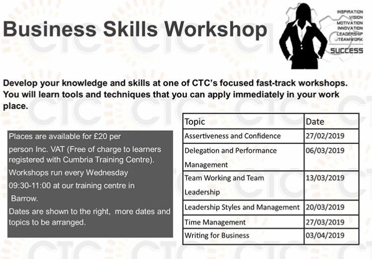 Cumbria_TC's tweet photo. *Limited places*

Book now to secure your place on our brand-new courses!
 -First come, First served- 

For more information or to book now contact:
Alison.Ashton@cumbriatc.org.uk
01229 838892 https://t.co/GqTR1dKX6t