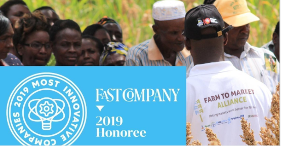 WFPInnovation's tweet photo. NEWS | Farm to Market Alliance, a @WFPInnovation supported project, is named among @FastCompany's 2019 Most Innovative Companies. The nonprofit aims to make Africa's ag sector sustainable by empowering farmers and building stronger networks. Give them a 👏 https://t.co/EwS2GOX9Un https://t.co/uc8YpbCoAh