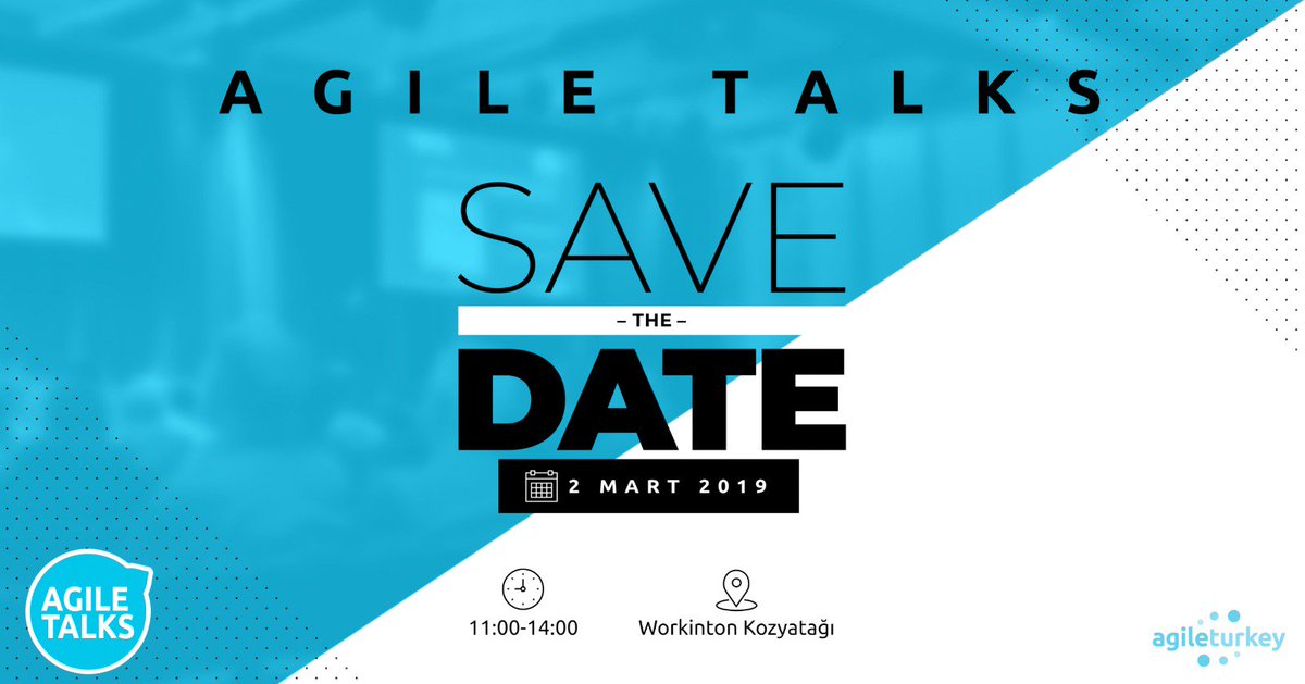 👏 2 Mart Cumartesi günü Workinton Kozyatağı'nda Agile Talks 2019, Episode 2 için tekrar bir araya geliyoruz!
Takipte kal, tüm detaylar çok yakında..🧐
#agiletalks #agileturkey