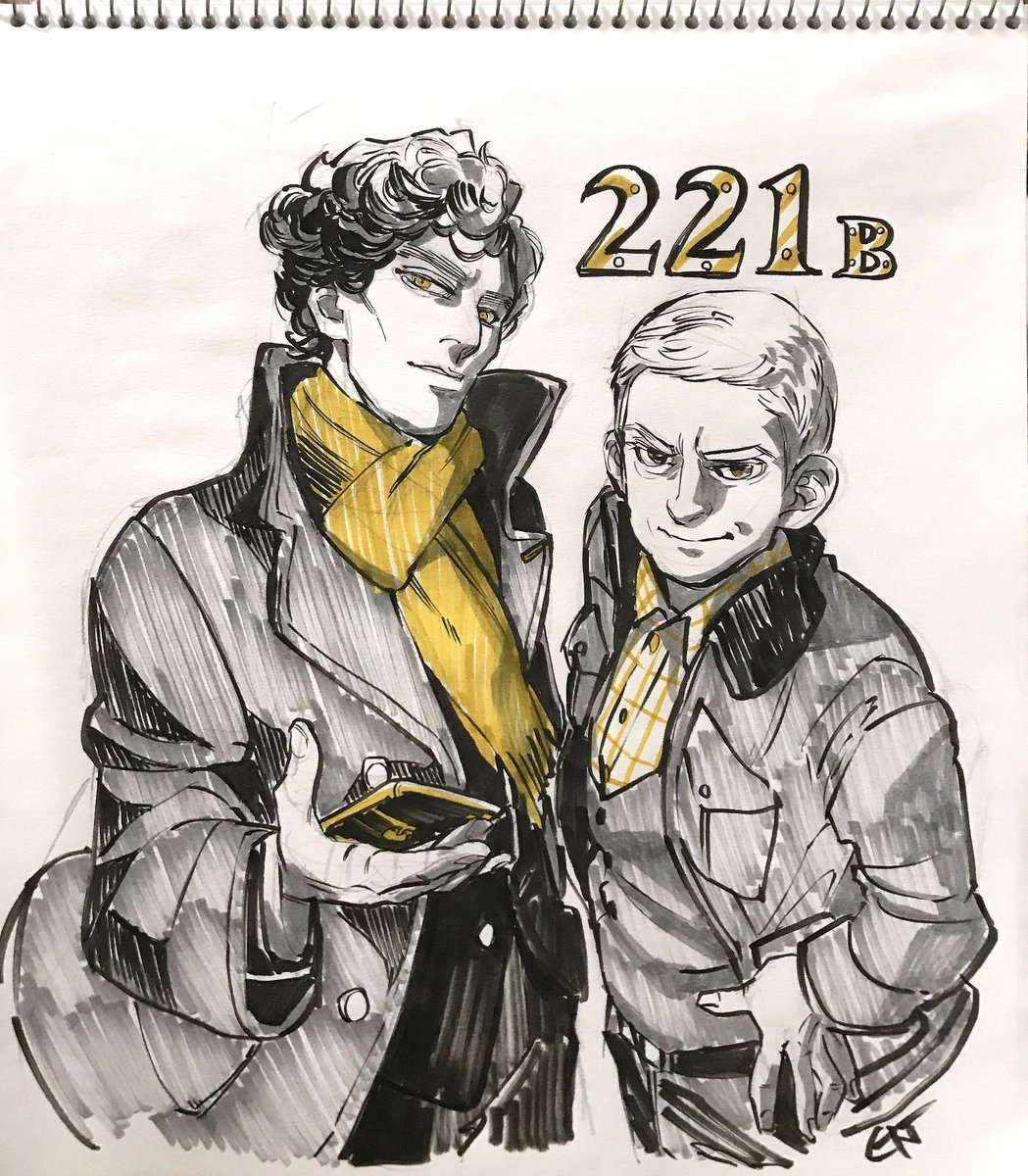 221Bの日、おめでとう🎊🍾
BBC版!アナログで描きました。
2014年、同人の世界に引き込み、人間の絵を描く機会をたくさん与えてくれた名作。カッコいい2人!大好きです。 