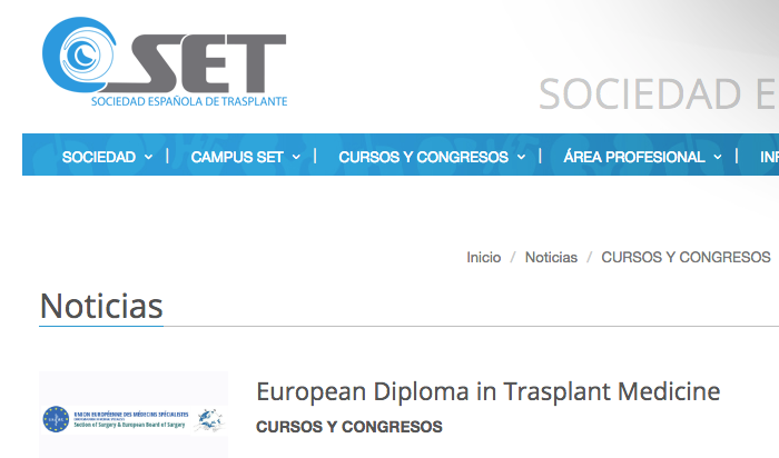 SETrasplante's tweet photo. Infórmate aquí de todos los detalles de la próxima convocatoria del examen del European Board of Transplantation Medicine 2019 ➡️ https://t.co/keOIzoqCii
#EBTM @ESOTtransplant @esot2019 https://t.co/D1IEl30teg