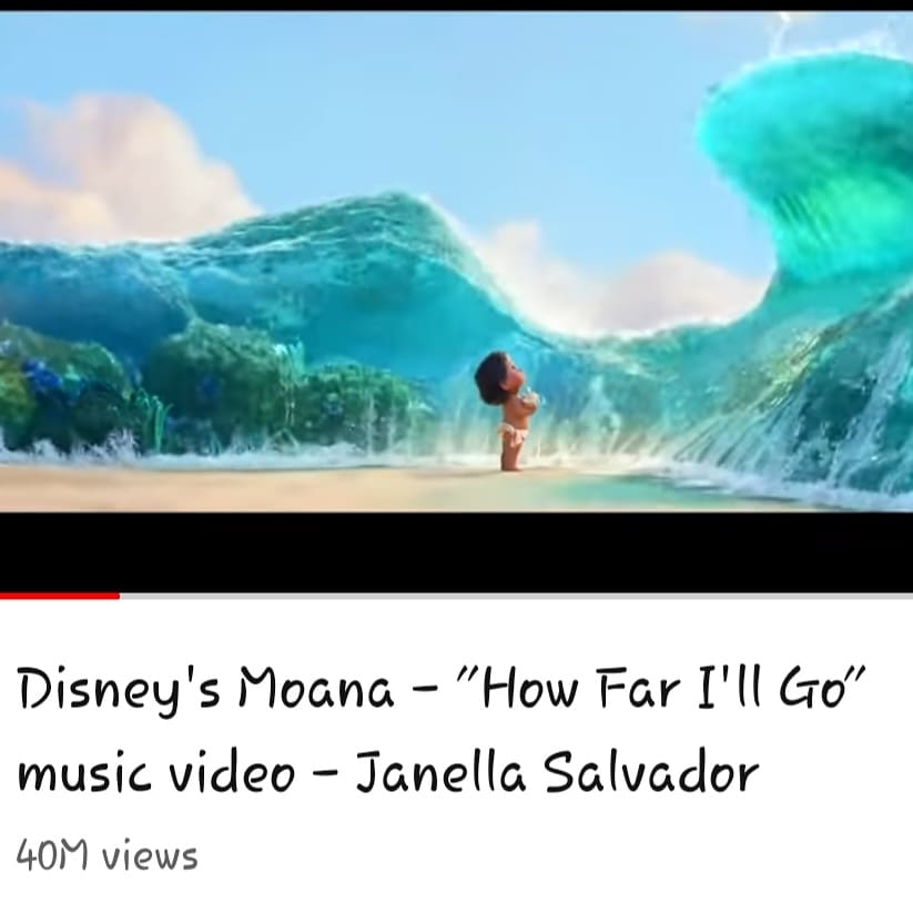 bettybeth4's tweet photo. Wow 40M views and road to 50M Views! "How Far I'll Go" by Janella Salvador from Disney Movie "Moana" ❤️ https://t.co/tESlx6NaId