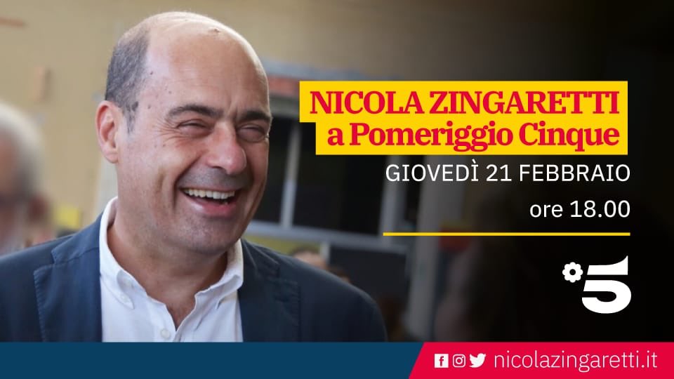 Oggi sarò ospite di <a href="/carmelitadurso/">Barbara d'Urso ♥️</a> a #Pomeriggio5. Seguitemi! #Zingaretti #primariePD #voltiamopagina