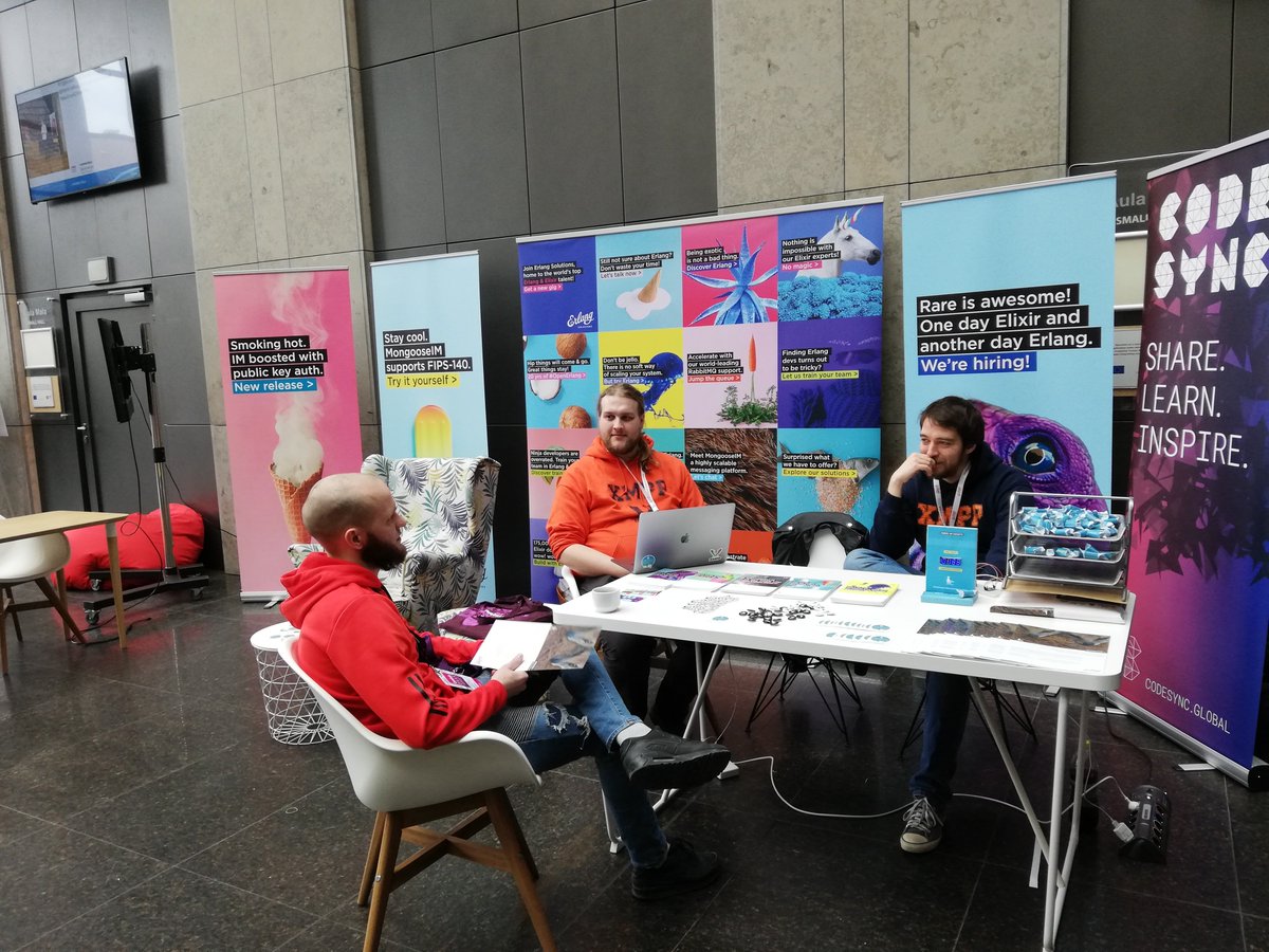 MongooseIM's tweet image. Today our #MongooseIM &amp;amp; @ErlangSolutions Krakow team is at Lambda Days! Are you around? Come to our booth, say hi and help yourself to out sweets! :-)
#LambdaDays #Erlang #Elixirlang #XMPP #RealTime #Messaging