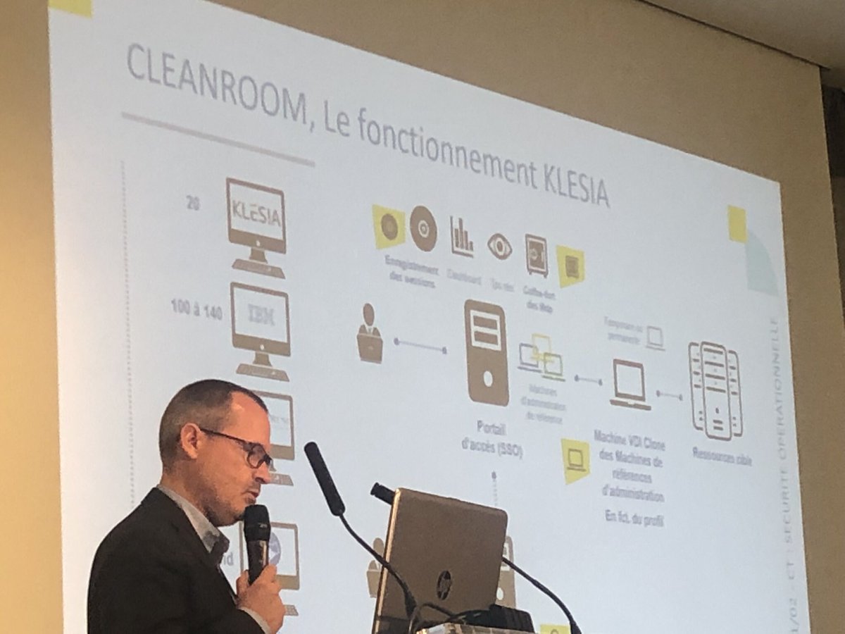 Herve_Schauer's tweet image. Au @CRiP_asso Yann Renaud @Klesia constat : 1134 comptes à privilèges ! vu 6 fournisseurs de bastion, sélectionné 3 puis #TI  et 🤔 rebond &amp;amp; admin🤭.... alors choix approche différente @Systancia #webSSO &amp;amp; machine virtuelle temporaire 1tâche, mais changement mode travail ! #CRIP