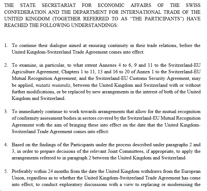 Screenshot of main part of memorandum of understanding, paragraphs 1 to 5 (beginning)