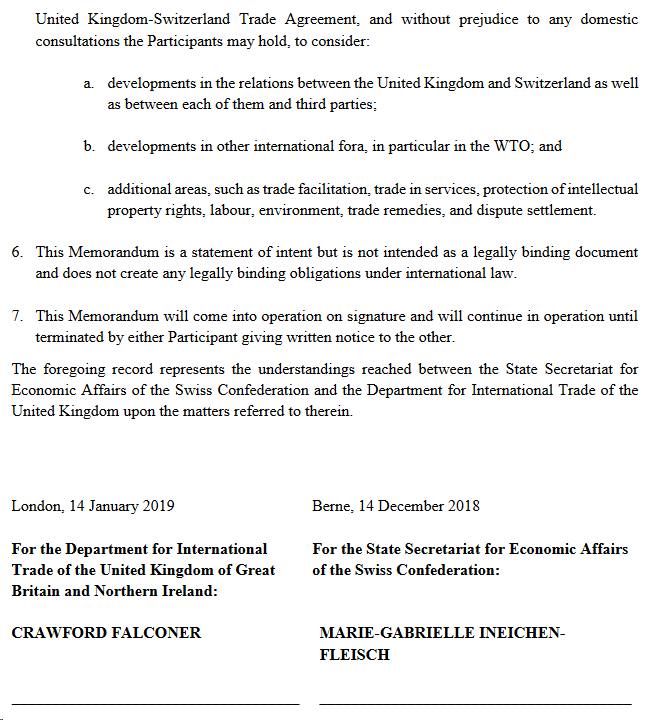 Screenshot of main part of memorandum of understanding, paragraphs 5 (ending) to 7 and signatories