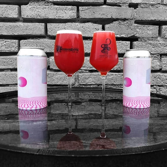 Dry_and_Bitter's tweet photo. Canned and ready for today's can release!

Pink Volt is a Raspberry &amp; Himalayan Pink Salt Imperial Gose brewed with our friends @LeBarallel . Canned today! 

Yoga Dog is a West vs North East IPA brewed using only @CrosbyHops with our buddy @VENTOFORTEBEERS . Canned yesterday! https://t.co/nQQo7cz7WF
