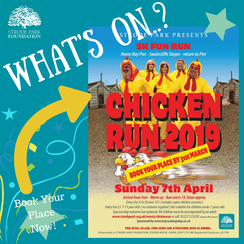 Strodepark's tweet photo. #WhatsOn #Events #ChickenRun #FunRun #FiveKRun #FunRun #Running #Fitness #Fundraising #EasterChallenge #SupportingLocalCharity #StrodeParkFoundation #HerneBay #Kent https://t.co/GWVyzan10w