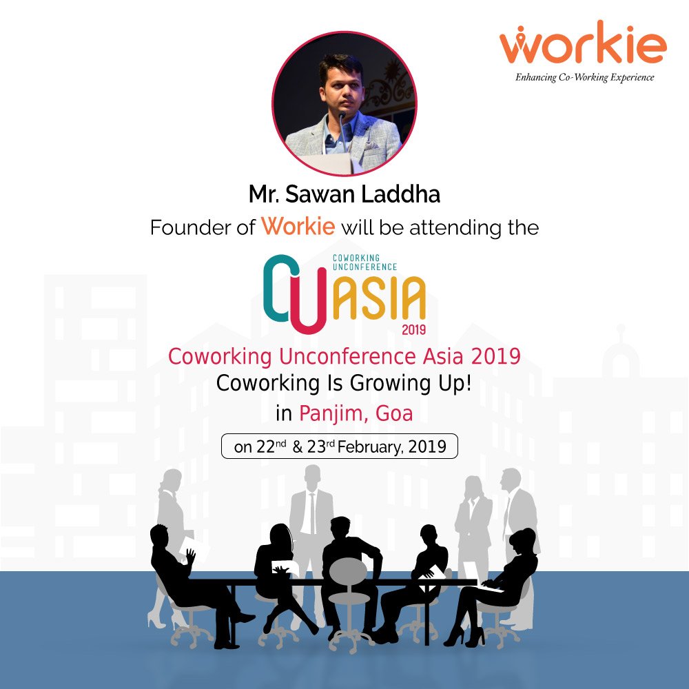 WorkieIndia's tweet photo. Mr. Sawan Ladhha, Founder of Workie Co-Working spaces will be marking his presence in CuAsia - Co Working Unconference, Asia 2019 on 22nd and 23rd February, 2019. 
#CoWorkingIndia #CuAsia #CoWorkingUnconferenceAsia2019 #Panjim #Goa #Spaces #CoWorkingSpaces #WorkieIndia #Indore https://t.co/RLozQsr1lZ