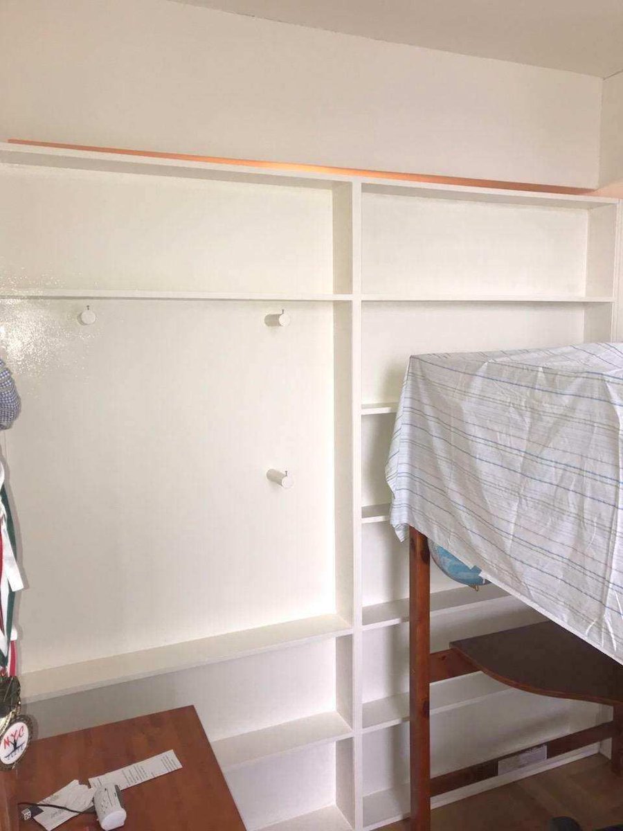 Wall2WallNY's tweet photo. Custom bookcase partition with wardrobe. Call us for all your custom room partition and storage wall inquiries. (646) 837-7300 https://t.co/egvMdp0w7N