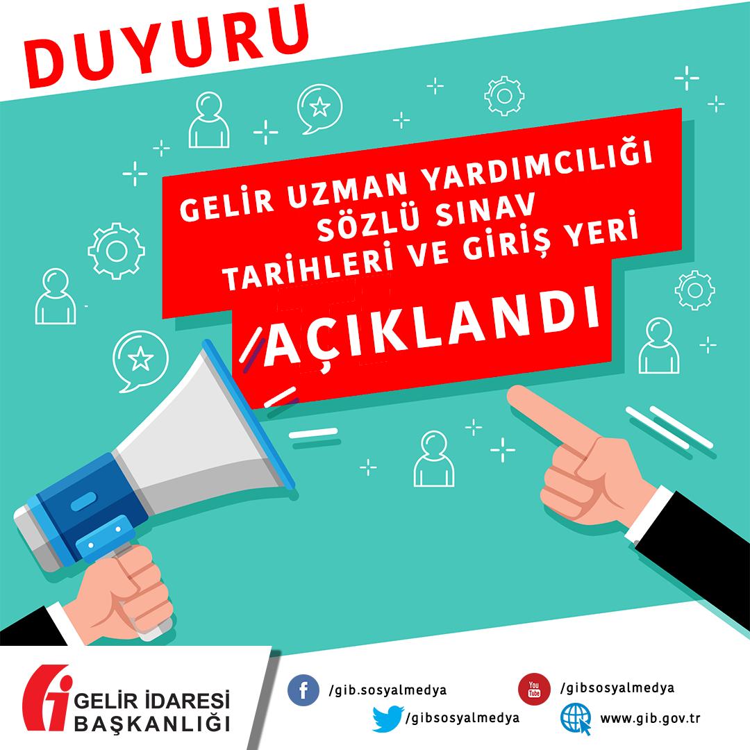 gelir idaresi baskanligi on twitter 18 agustos 2018 tarihinde yazili bolumu yapilan gelir uzman yardimciligi giris sinavinin sozlu bolum sinav tarihleri ve sinav giris yeri aciklandi gib guy https t co 8n20aisnl8 https t co y6x9cvdbny twitter