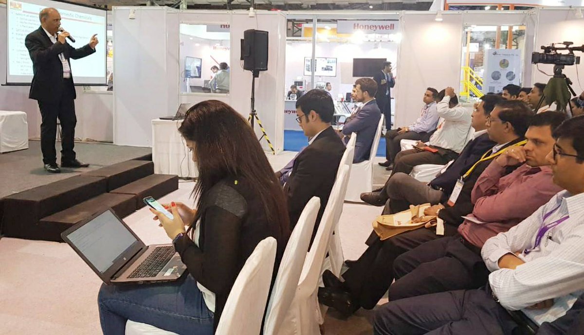 GrasimInd's tweet photo. Mr Ashish Desai, CIO Chemicals Business- @GrasimInd says traditional  #supplychain is getting disrupted with smart factory coming into picture. 
 #BigOnInnovation #ChemTech2019 #DigitalInitiatives #Chemicals @AdityaBirlaGrp https://t.co/003LVHIGb0