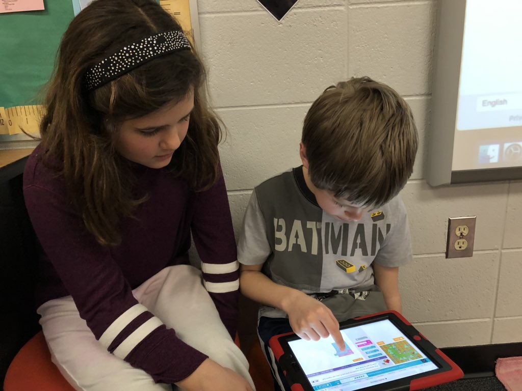 smalchow's tweet image. 3rd graders @PCSD_HC used pair programming along with problem solving and critical thinking skills while applying their #RaiderStrong coding skills. @codeorg #KidsCanCode #Elemcode #girlscancode