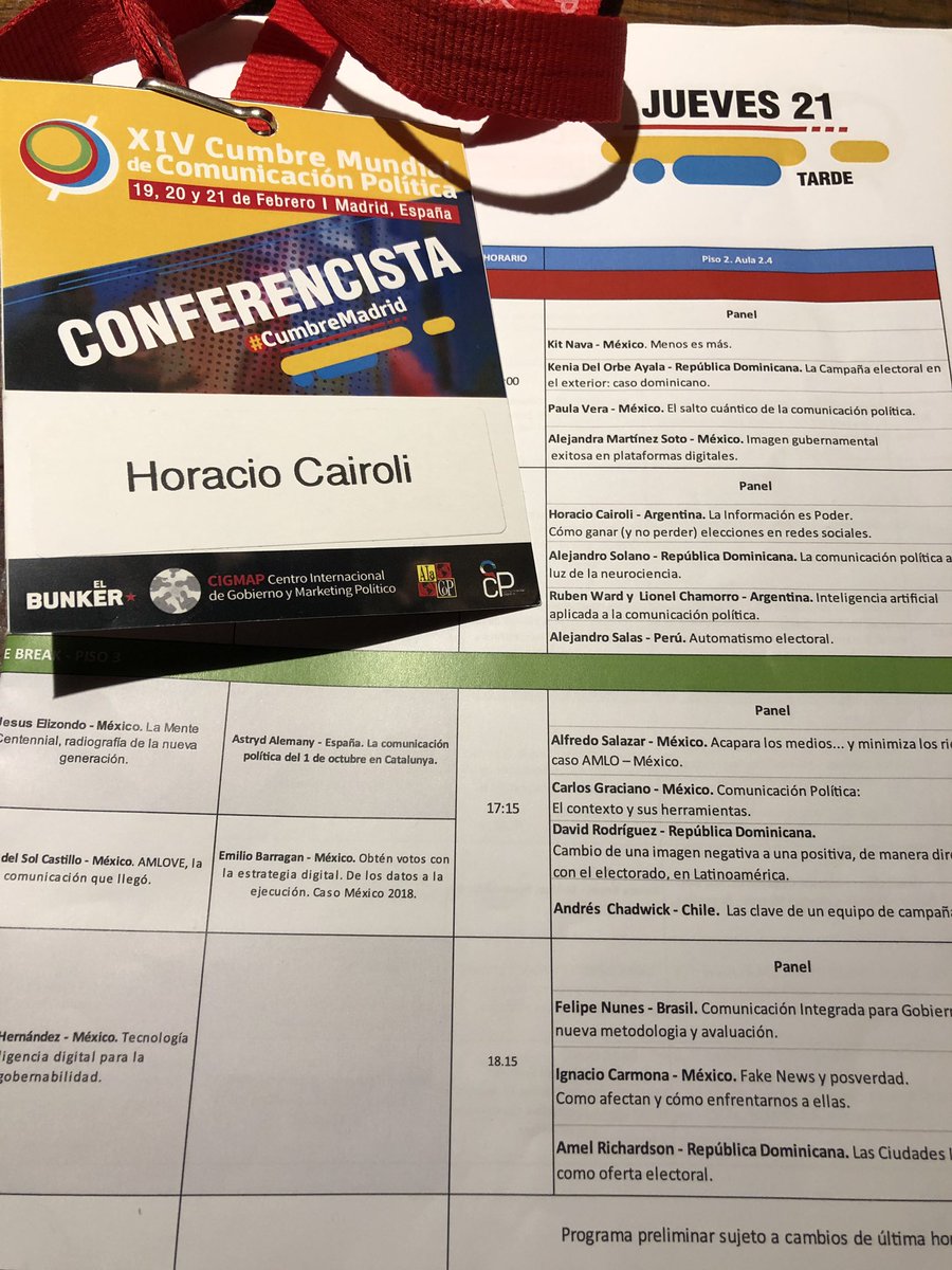 A las 16hs estaré compartiendo la experiencia de @SocialLive_biz en el uso de #BigData en Campañas Políticas. #cumbremadrid🇪🇸 https://t.co/XQPYfTOyDb