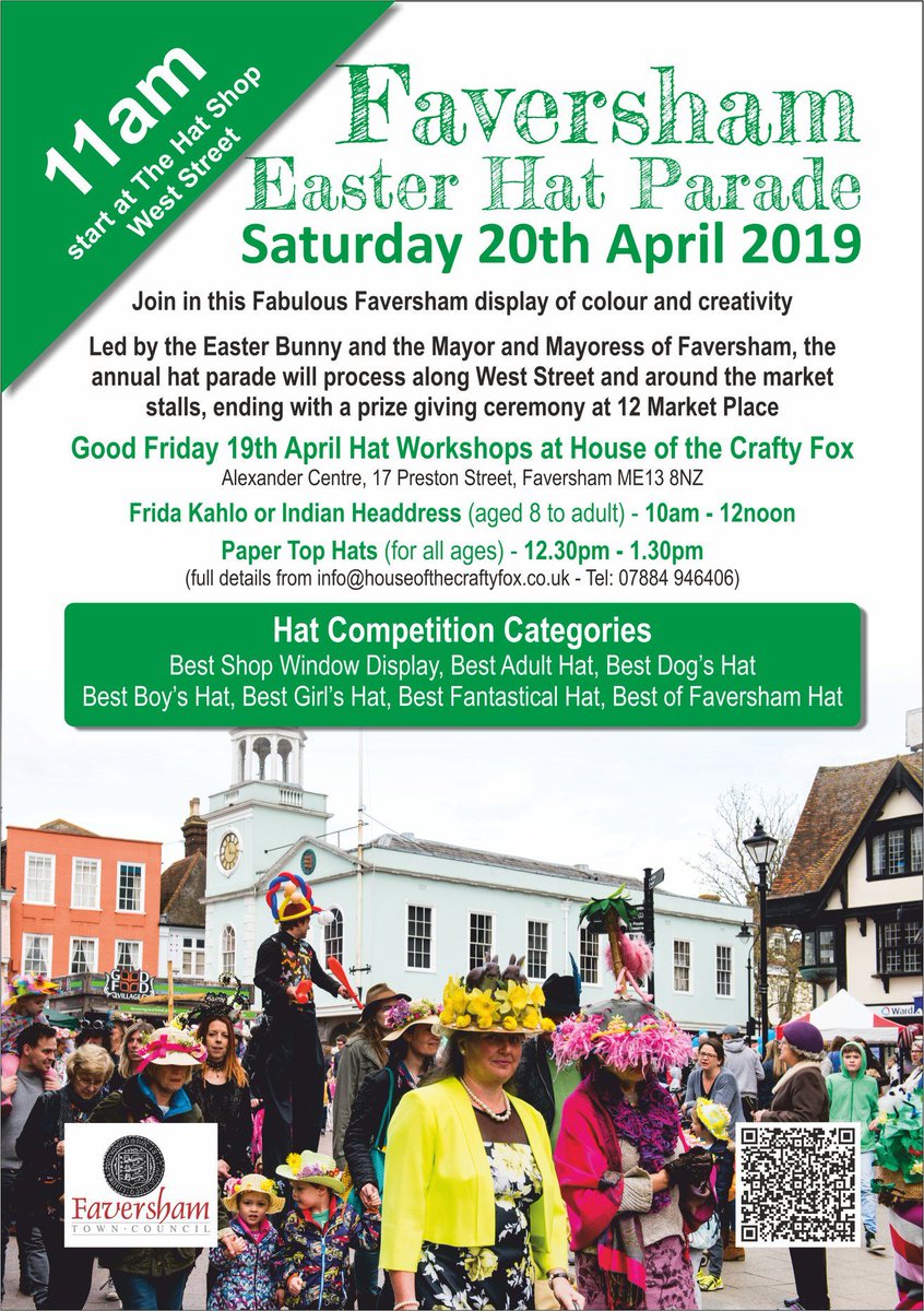 BestOfFaversham's tweet photo. Another fantastic event that falls on a Best of Faversham Saturday - hurray! Faversham Easter Hat Parade takes place in Faversham on 20th April &amp; is a real spectacle to behold with so many amazing hats on display! Have you any snaps from last year's parade? We'd love to see! 📷🎩 https://t.co/axgzJUPTLw