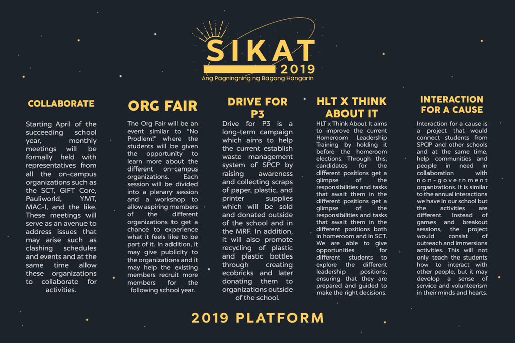 SCTPowerhouse19's tweet photo. Wondering what your candidates have in store for you? Check out the platforms they have prepared and listen attentively to the Miting de Avance tomorrow to know more about these projects! https://t.co/idWogU3CHC
