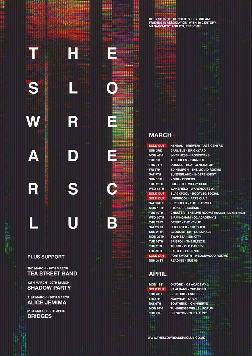 We are back on the road supporting The Slow Readers Club on their UK tour this March!! 🙌 theslowreadersclub.co.uk/listings @slowreadersclub #ShadowParty