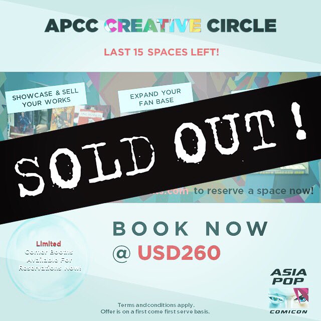 Thank you all for the support!!! ❤️❤️❤️
Our 2019 Creative Circle is now fully sold out! 

For those of you who've already written in, please do bear with us and we will be in touch soon! 

#AsiaPOPComicon
#APCCPH2019