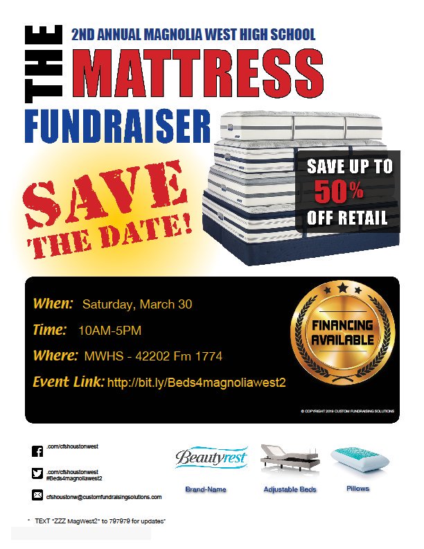 Save the date!! All proceeds benefit senior scholarships!!! <a href="/MagnoliaISD/">Magnolia ISD</a> <a href="/MagnoliaNews/">Magnolia Potpourri</a> @westmustangs <a href="/MagnoliaJrHigh/">Magnolia Junior High</a>