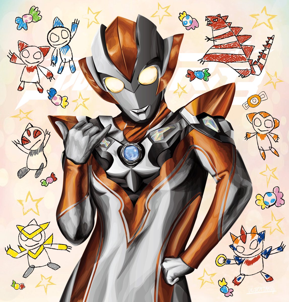 Ultrataku Pe Twitter ウルトラウーマングリージョ 描きました 劇場版に向けて32年ぶりのウルトラウーマンことグリージョ 虹色クリスタルが難しい スチールからは顔もポーズも多少変えました 背景もハッピーに どうだ可愛いだろ 笑 ウルトラマンルーブ