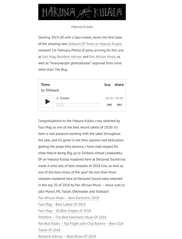 Loads of mastering updates on DeclaredSound.com including the absolute 🔥 emoji worthy new EP by <a href="/slikback/">友</a>