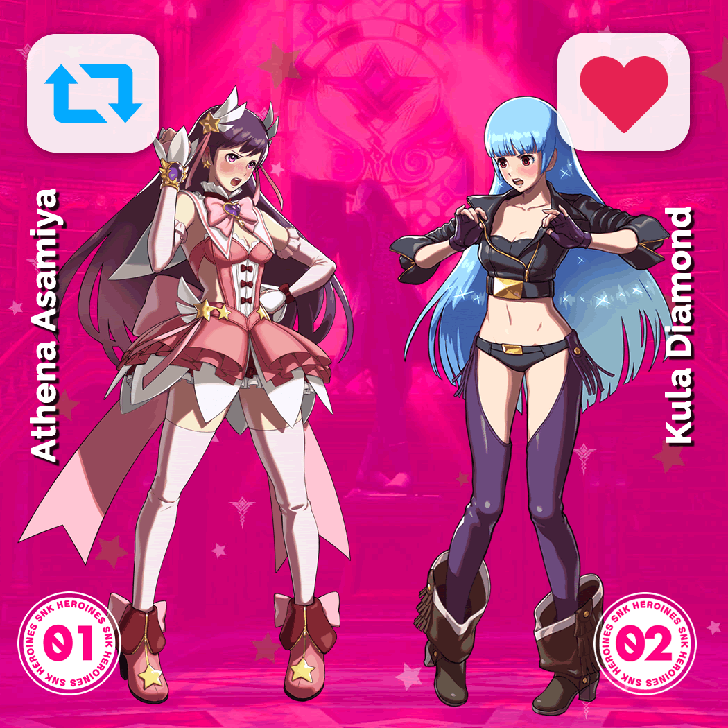 🔁 Athena
❤️ Kula

Participa en este torneo tuitero de #SNKHeroines y gana una de las 7 copias de SNK Heroines: Tag Team Frenzy para #NintendoSwitch que sorteamos 🎀 ¡Regalamos una copia por batalla! ✊

Toda la info 👉 ow.ly/wi1h30nMDkj #sorteo