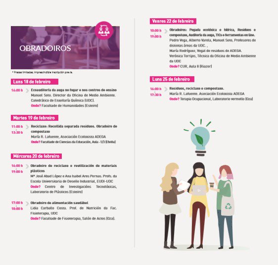 RedeREGATA's tweet photo. 📢"Febreiro Ambiental" Fantástica iniciativa da Oficina de Medio Ambiente @OMA_UDC que dirixe Manuel Soto con actividades ofertadas para avanzar na formación dos conceptos de #sustentabilidade ambiental e social #EconomiaCircular #residuos  👉Info: https://t.co/pUWgvAE8ZA https://t.co/B4utMwEQU0