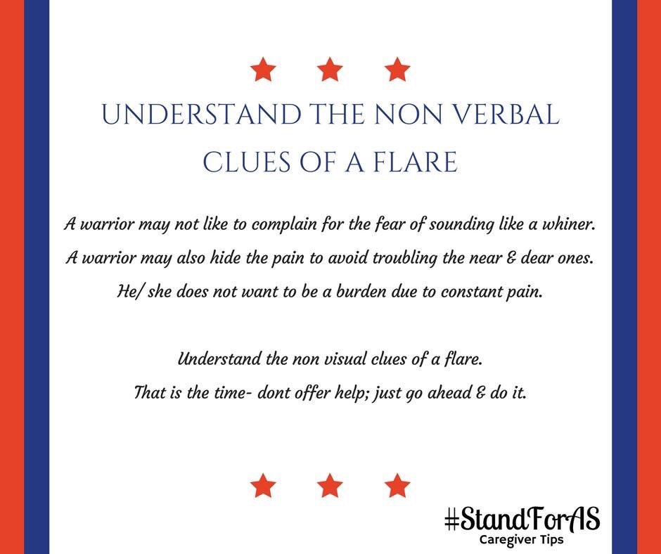 StandForAS's tweet photo. #StandForAS caregiver tips #AnkylosingSpondylitis #rheum #chronicpain #spoonie https://t.co/MTFPAqTN84
