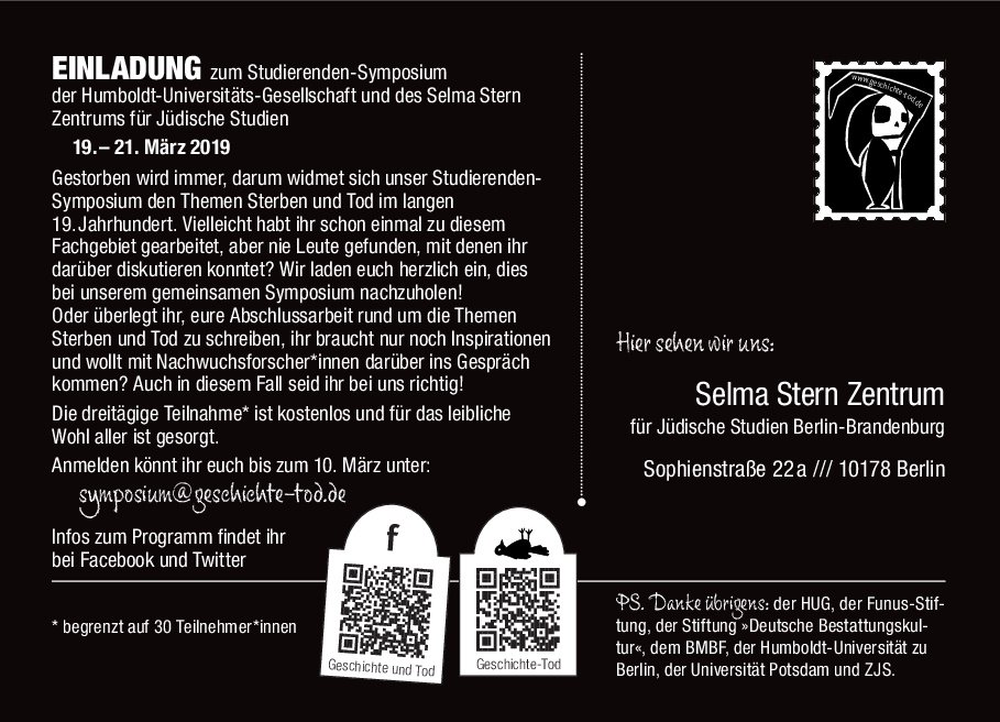 GeschichteTod's tweet photo. WIR LADEN EUCH EIN!
Das Studierendensymposium rückt in greifbare Nähe und wir freuen uns über zahlreiche #Anmeldungen.
Per E-Mail an: symposium@geschichte-tod.de (bitte mit Anzahl der Tage für die Ihr euch anmelden möchtet) https://t.co/MWVbVL4zUG