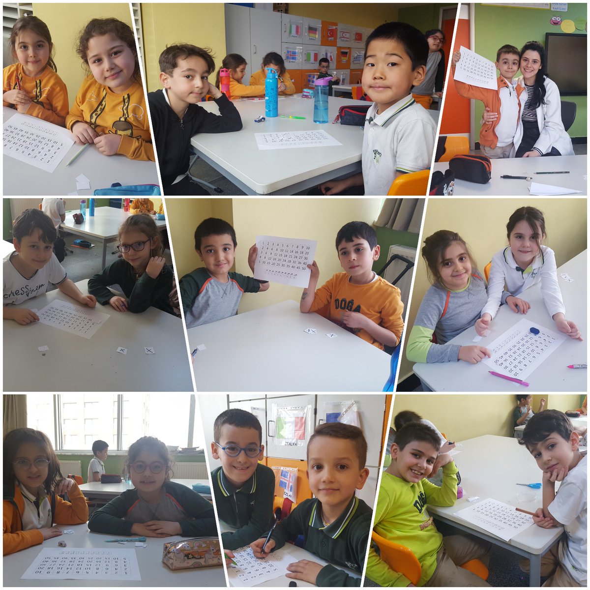 1,2,3,4 ve 5 kereleri oyunla pekişirdik. Oyun iki öğrenci ile oynandı. Her öğrencinin bir işareti vardı. İki öğrenci birer sayı söyledi. Bu iki sayının çarpımına sırayla öğrenciler kendi işaretlerini yaptılar.3 işareti dikey, yatay ve çapraz yapan öğrenci kazandı.<a href="/korayakdgn/">Koray AKDOĞAN</a>