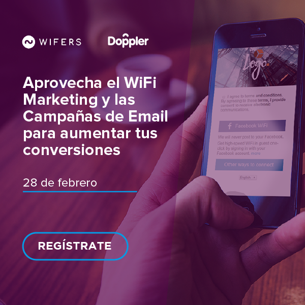 wifers's tweet photo. 🚀 ¿Has oído hablar del #WiFi #Marketing?

✍️ Inscríbete a este #Webinar gratuito y online que organizamos junto a nuestros amigos de @fromDoppler para conocer qué es y cómo implementarlo en tu proyecto con ayuda del #EmailMarketing 👉 https://t.co/X5QXxWnHoZ https://t.co/N5WDQZxNZ7