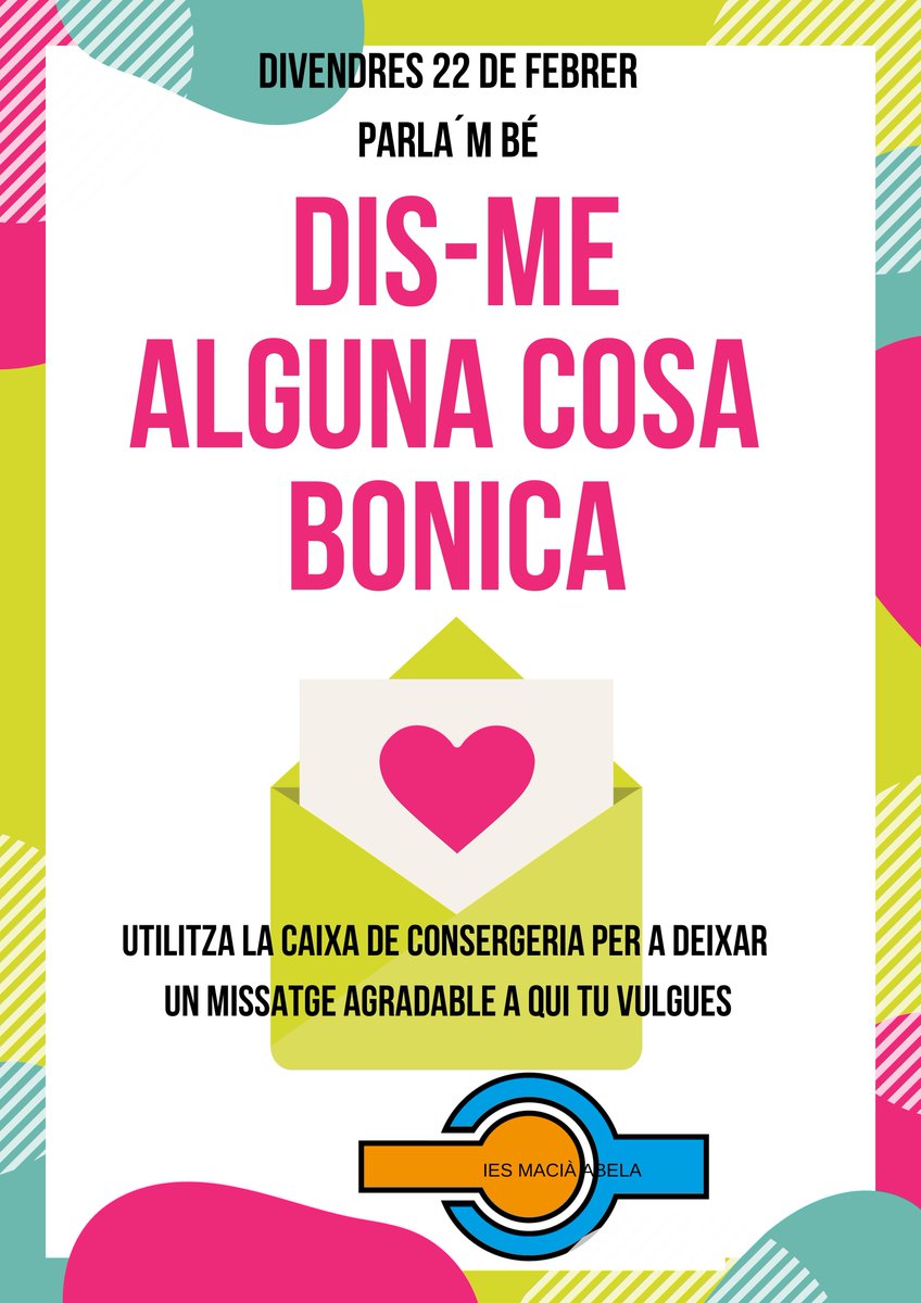 En el mostrador de conserjería encontrarás una caja decorada donde puedes depositar una nota con un #mensajebonito o agradable a quien tú quieras. Se lo transmitiremos y le daremos una bonita sorpresa" ¡#Atrévete y díselo ...!
#HablameBonito #ParlamBe